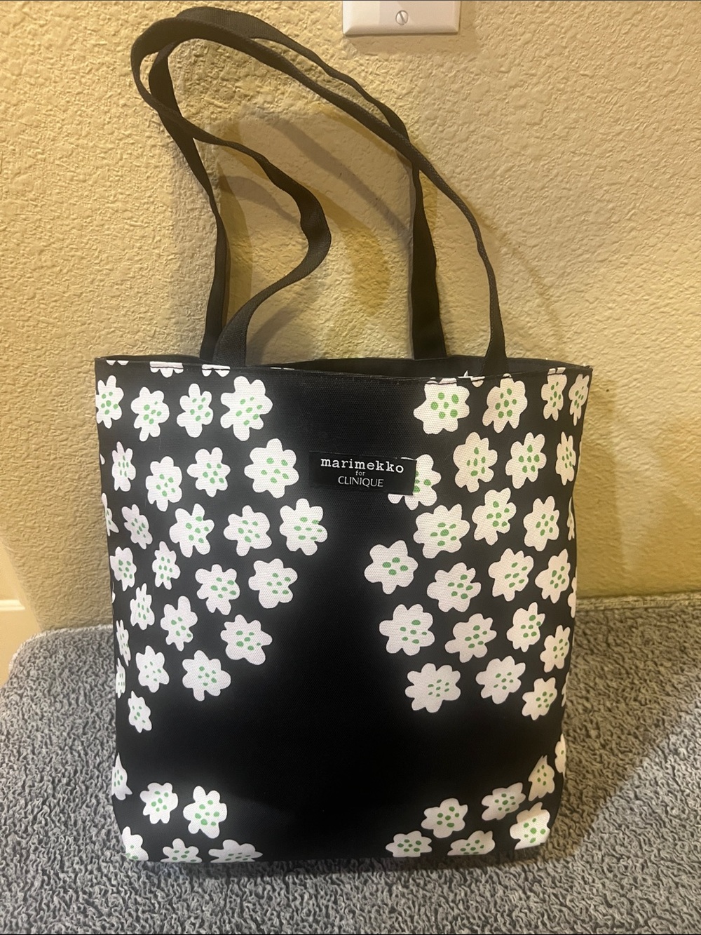 Clinique Black Floral Tote Bag
